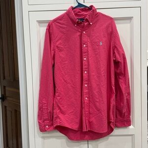 Ralph Lauren pink cotton Long Sleeve Button-Up. Men’s Large with light blue pony